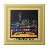 Melbourne Australia CBD Lights over Queen's Bridge Fliese (Vorderseite)