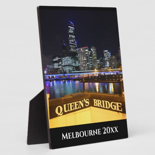 Melbourne Australia CBD Lights over Queen's Bridge Fotoplatte (Seite)