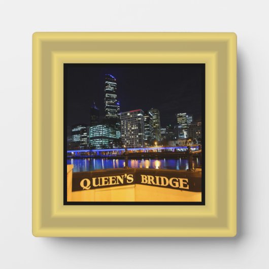 Melbourne Australia CBD Lights over Queen's Bridge Fotoplatte (Vorderseite)