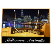 Melbourne Australia CBD Lights over Queen's Bridge Große Geschenktüte (Vorderseite)