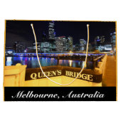 Melbourne Australia CBD Lights over Queen's Bridge Große Geschenktüte (Rückseite)