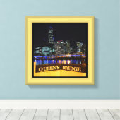 Melbourne Australia CBD Lights over Queen's Bridge Leinwanddruck (Insitu (Holzboden))