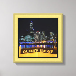 Melbourne Australia CBD Lights over Queen's Bridge Leinwanddruck