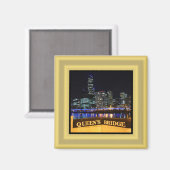 Melbourne Australia CBD Lights over Queen's Bridge Magnet (Vorderseite/Rückseite)