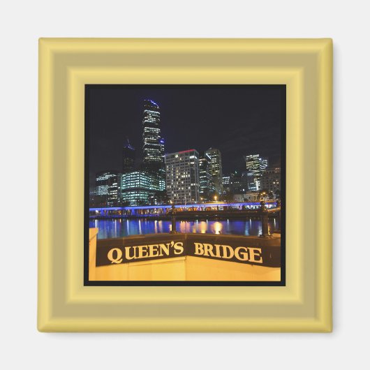 Melbourne Australia CBD Lights over Queen's Bridge Magnet (Vorne)