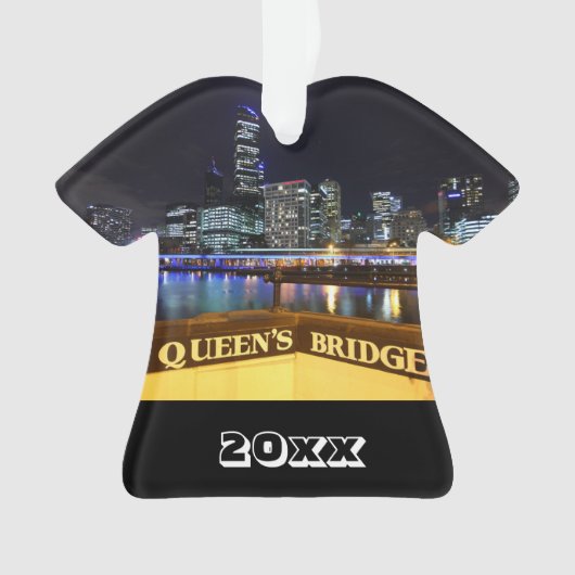 Melbourne Australia CBD Lights over Queen's Bridge Ornament (Vorderseite)