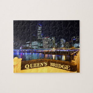 Melbourne Australia CBD Lights over Queen's Bridge Puzzle