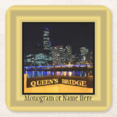 Melbourne Australia CBD Lights over Queen's Bridge Rechteckiger Pappuntersetzer (Vorderseite)