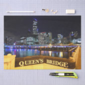 Melbourne Australia CBD Lights over Queen's Bridge Seidenpapier (Handwerk)