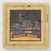 Melbourne Australia CBD Lights over Queen's Bridge Steinuntersetzer (Vorderseite)