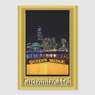 Melbourne Australia CBD Night Lights Magnetkarte