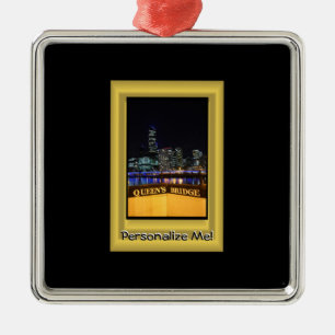 Melbourne Australia CBD Night Lights Ornament Aus Metall