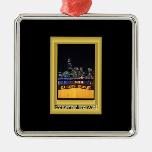 Melbourne Australia CBD Night Lights Ornament Aus Metall (Vorne)
