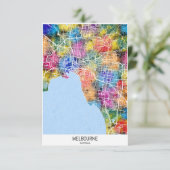 Melbourne Australia City Map Dankeskarte (Stehend Vorderseite)