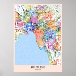 Melbourne Australia City Map Poster