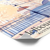 Melbourne Australia Gouache Illustration Travel Poster (Ecke)