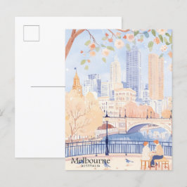 Melbourne Australia Gouache Illustration Travel Postkarte