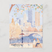 Melbourne Australia Gouache Illustration Travel Postkarte (Vorderseite)