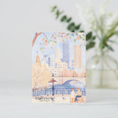 Melbourne Australia Gouache Illustration Travel Postkarte (Stehend Vorderseite)