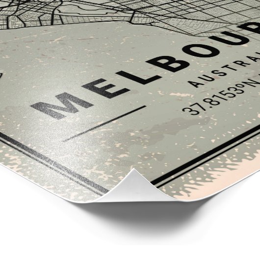 Melbourne australia map print poster canvas (Ecke)