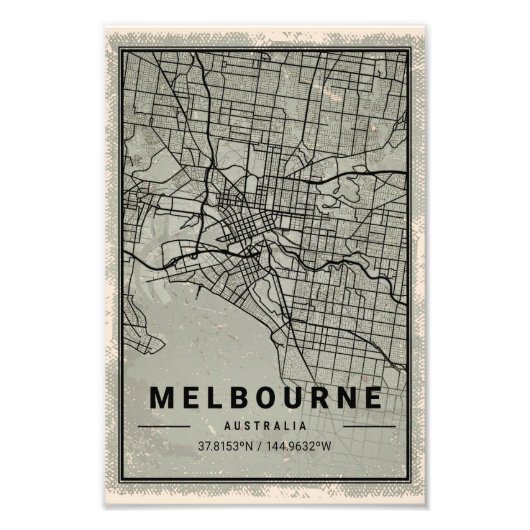 Melbourne australia map print poster canvas (Vorne)