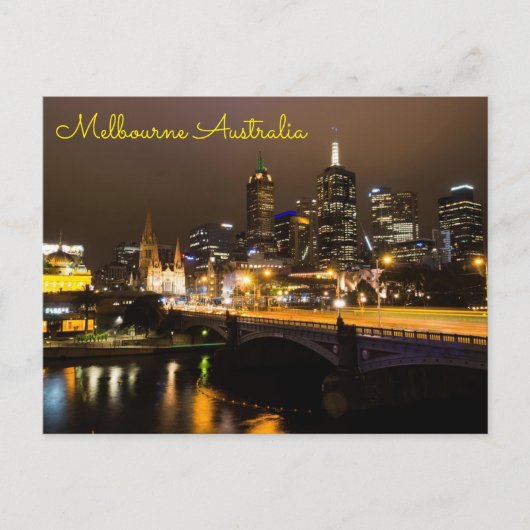 Melbourne Australia Night Time Yarra River Postkarte (Vorderseite)