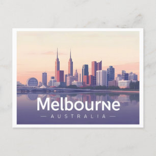 Melbourne Australia Pastel Travel Design Postkarte