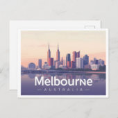 Melbourne Australia Pastel Travel Design Postkarte (Vorne/Hinten)