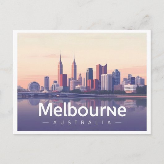 Melbourne Australia Pastel Travel Design Postkarte (Vorderseite)