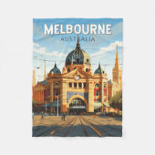 Melbourne Australia Reisen Vintag Fleecedecke (Vorderseite)