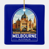 Melbourne Australia Reisen Vintag Keramikornament (Rückseite)