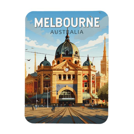 Melbourne Australia Reisen Vintag Magnet (Vertikal)
