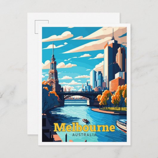 Melbourne Australia Reisen Vintag Postkarte (Vorne/Hinten)