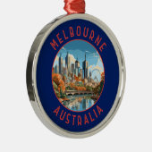 Melbourne Australia Retro Distressed Circle Ornament Aus Metall (Rechts)