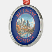 Melbourne Australia Retro Distressed Circle Ornament Aus Metall (Links)