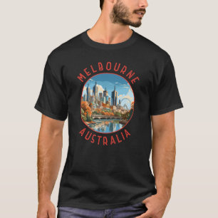 Melbourne Australia Retro Distressed Circle T-Shirt