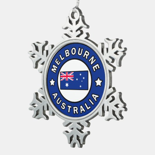 Melbourne Australia Schneeflocken Zinn-Ornament (Rechts)