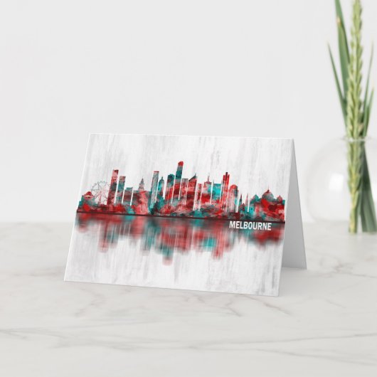 Melbourne Australia Skyline Feiertagskarte (Vorderseite)