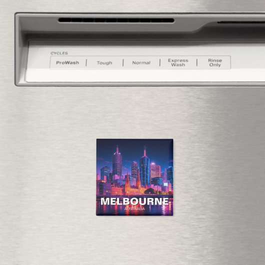 Melbourne Australia Skyline Night Magnet (In Situ (Geschirrspüler))