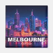 Melbourne Australia Skyline Night Magnet (Vorne)