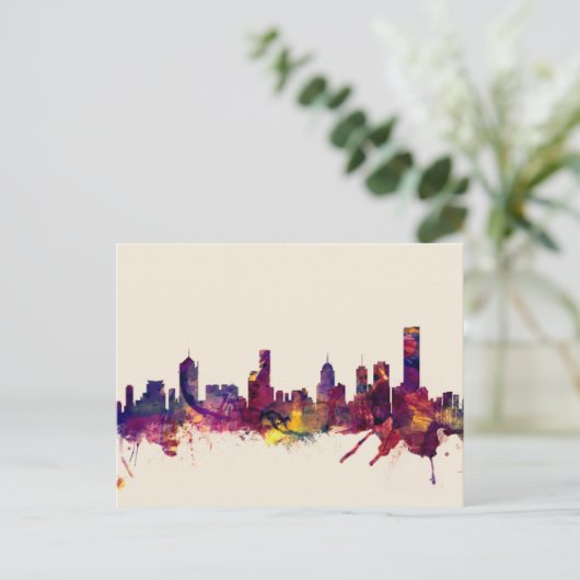Melbourne Australia Skyline Postkarte (Stehend Vorderseite)