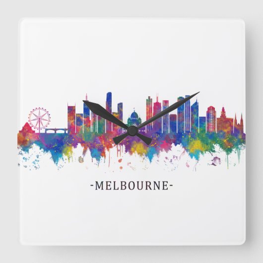 Melbourne Australia Skyline Quadratische Wanduhr (Vorderseite)