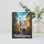 Melbourne Australia Skyline Retro Travel Postkarte (Stehend Vorderseite)