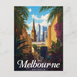 Melbourne Australia Skyline Retro Travel Postkarte