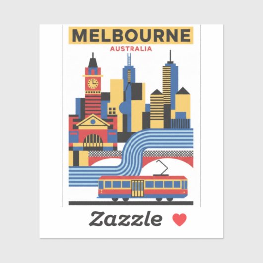 Melbourne Australia Skyline Travel Aufkleber (Blatt)