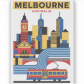 Melbourne Australia Skyline Travel Aufkleber (Vorderseite)
