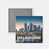 Melbourne Australia Skyline Travel Magnet (Vorderseite/Rückseite)
