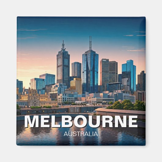 Melbourne Australia Skyline Travel Magnet (Vorne)