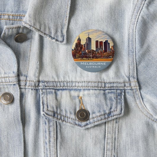 Melbourne Australia Skyline Watercolor Art Button (Beispiel)