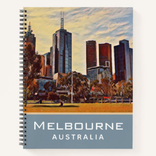 Melbourne Australia Skyline Watercolor Art Notizblock